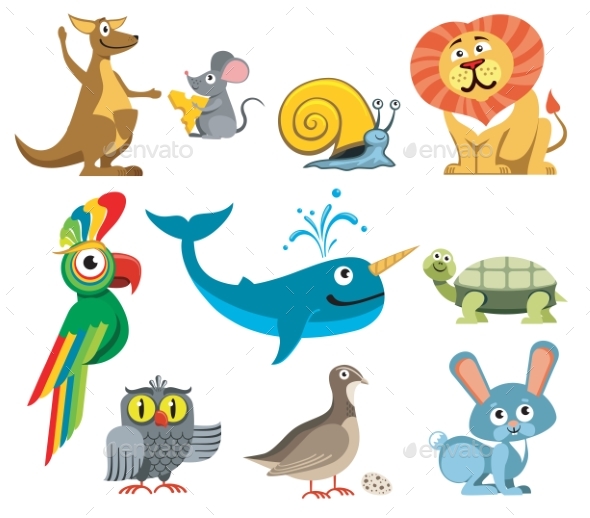 Animals Vector Set In Cartoon Style