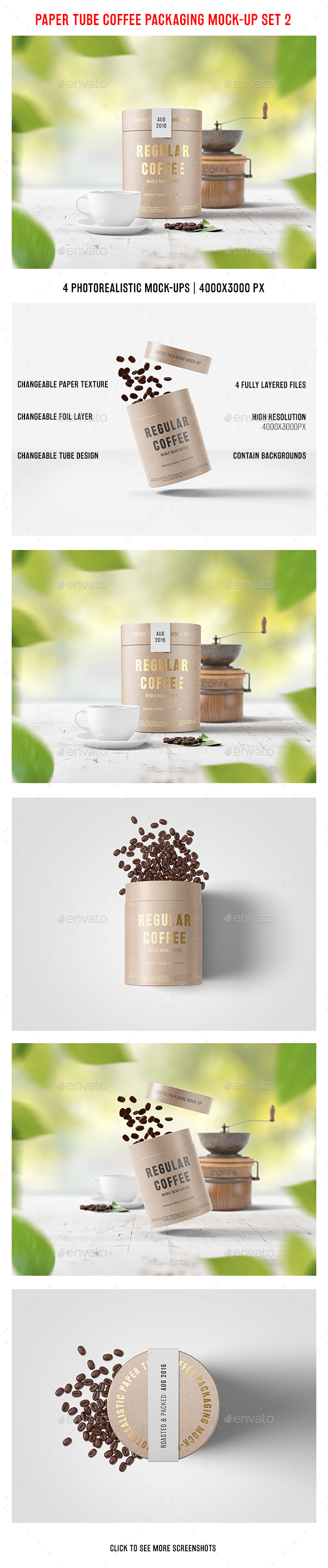 Paper Tube Coffee Packaging Mock-Up Set 2