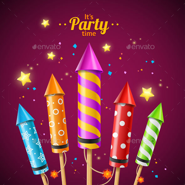 Party Rocket Fireworks Flyer Card