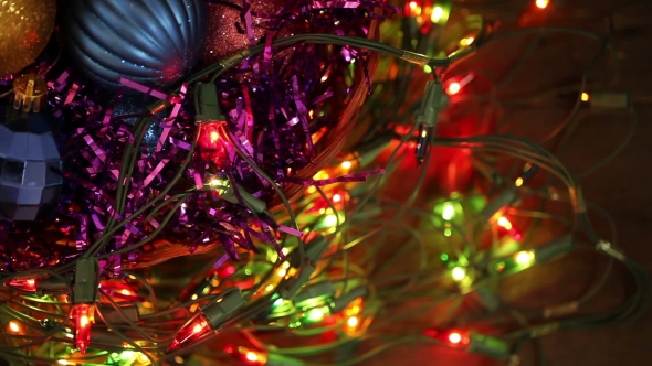 Christmas Balls And Garland Flashing Tangled