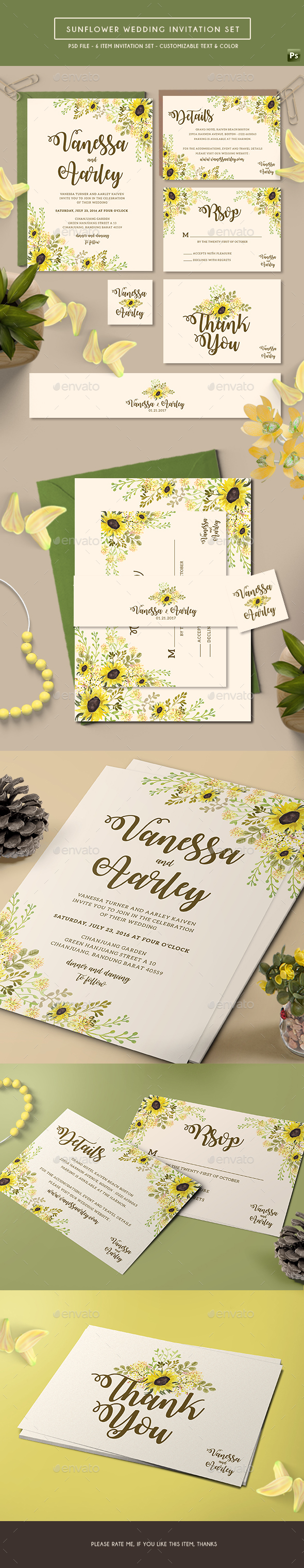 Sunflower Wedding Invitation Set