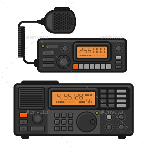 Police Car Radio Transceiver Set. Vector