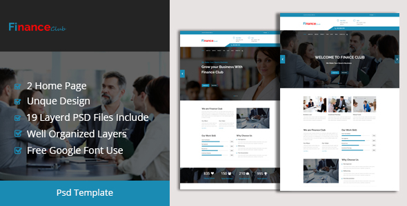 Finance Club Finance & Business PSD Template