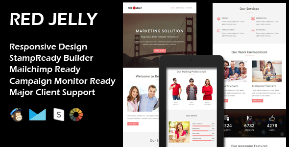 RED JELLY - Multipurpose Responsive Email Template + Stamp Ready Builder