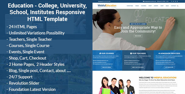 Education - College, University, School, Institutes Responsive HTML Template