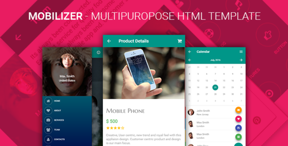 Mobilizer - Multi Purpose Responsive HTML Mobile & Tablet