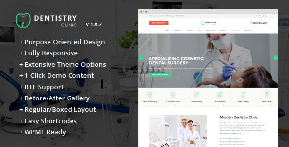 Dentistry – Dental Clinic & Dentist WordPress Theme