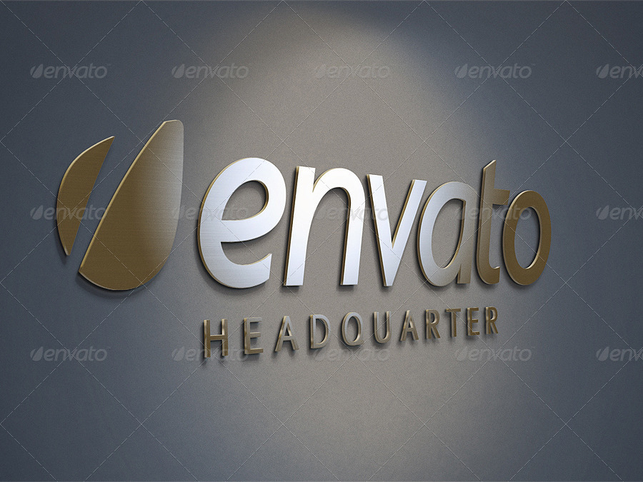 mockup logo 3d realistic Wall Realistic Mockup by  Smart 3D Logo V.3  Template