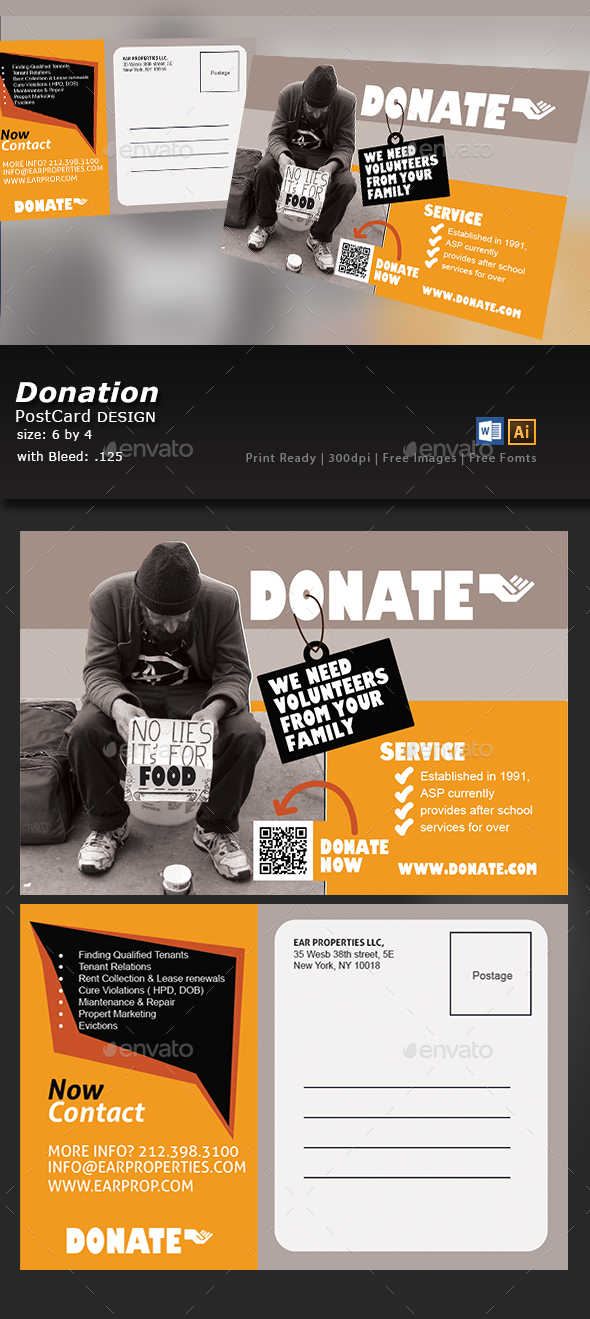 Graphicriver Charity Donation Postcards Template 17773545