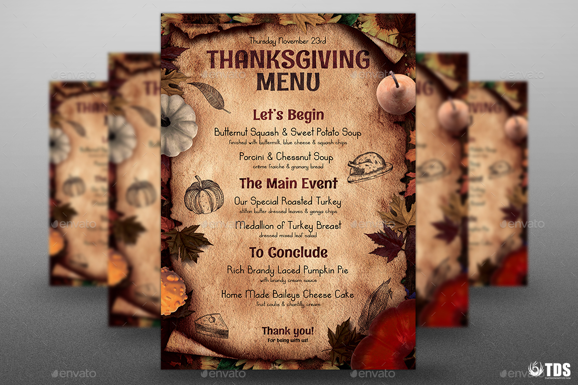 Thanksgiving Menu Template V2 by lou606 | GraphicRiver