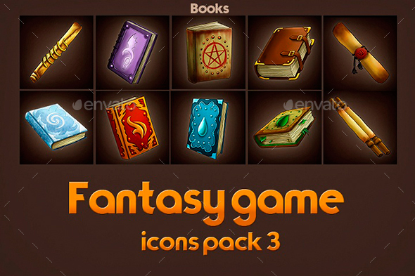 Graphicriver Game Icons of Fantasy Books – Pack 3 17792655