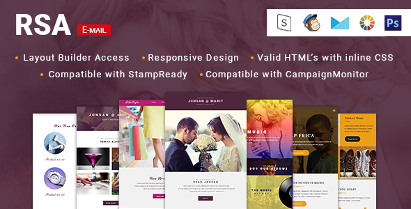 RSA-4 Unique eCommerce Multipurpose Email Template + Stampready builder