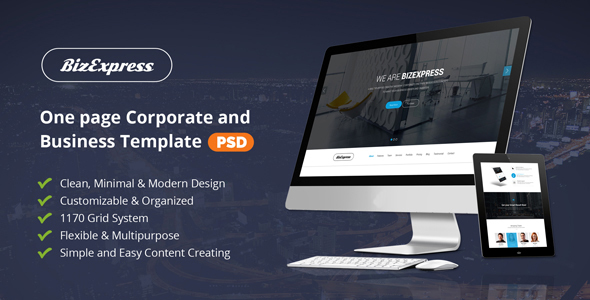 Themeforest BizExpress - Onepage Corporate & Business Template PSD 17475207
