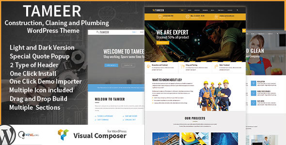 Tameer Construction / Cleaning / Plumbing Multipurpose WordPress Theme