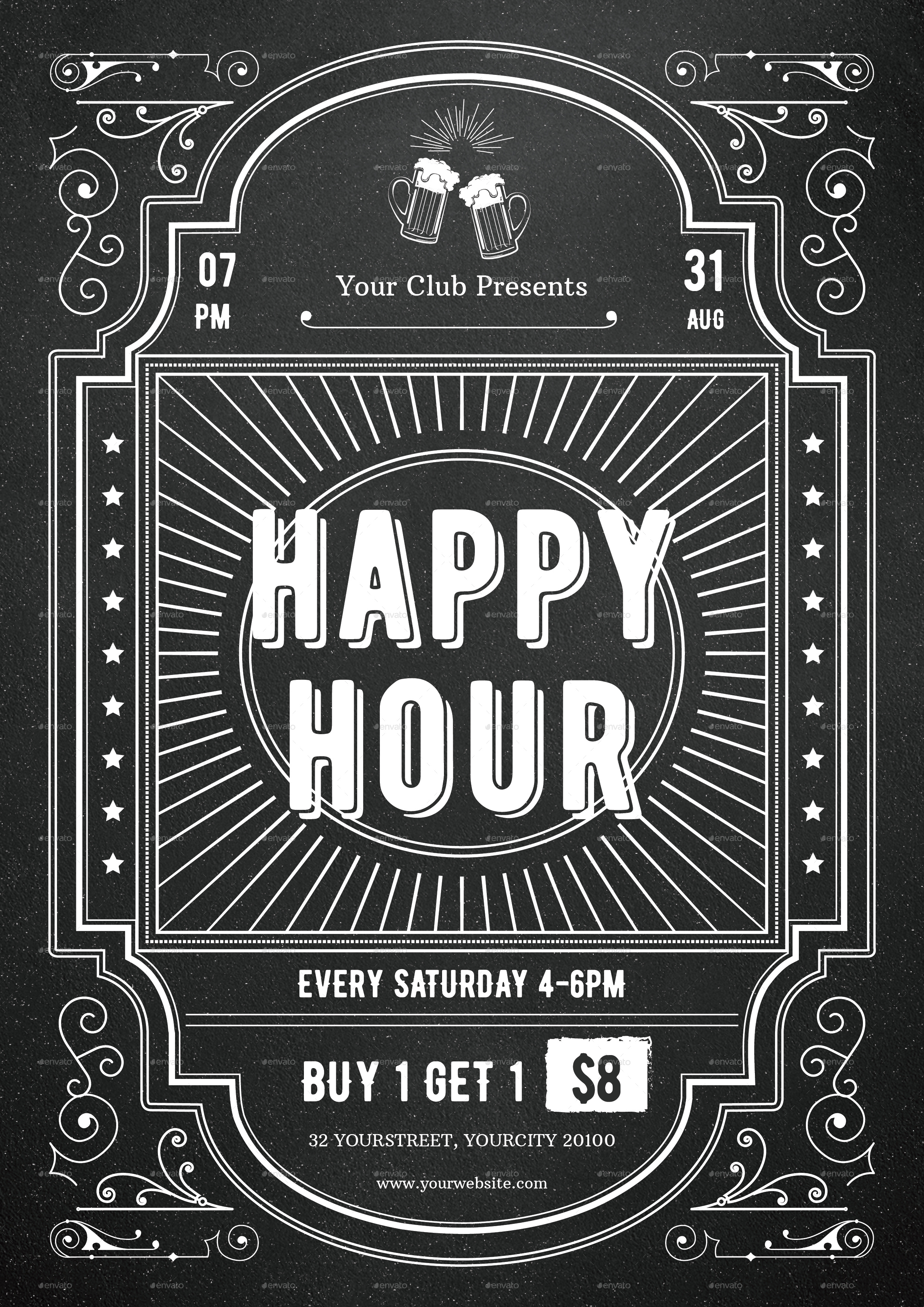 Happy Hour Flyer by infinite78910 | GraphicRiver