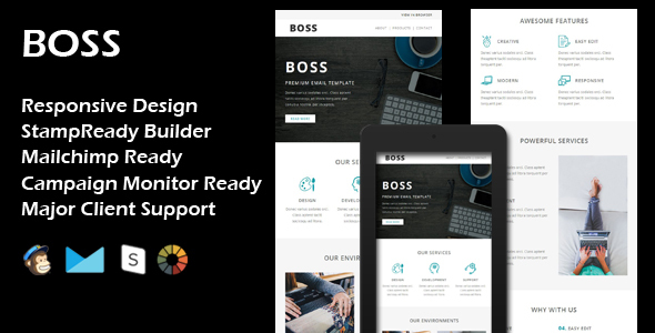 BOSS - Multipurpose Responsive Email Template + Stamp Ready Builder