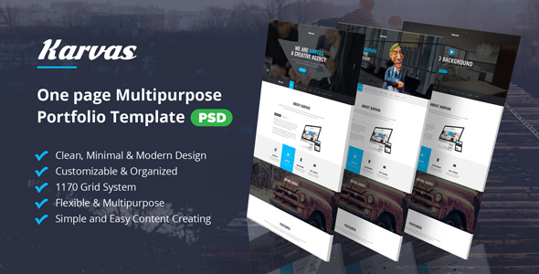 Themeforest Karvas - One page Multipurpose Portfolio PSD 17571426