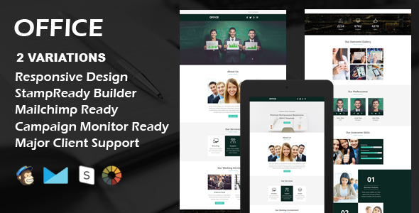 OFFICE - Multipurpose Responsive Email Template + Stamp Ready Builder
