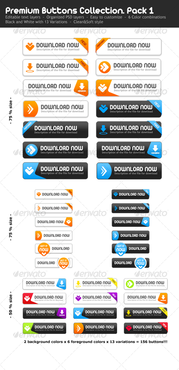 Premium Buttons Collection - pack1 - Buttons Web Elements