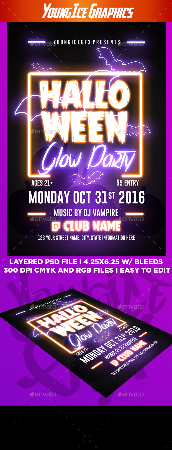 Halloween Glow Party Flyer