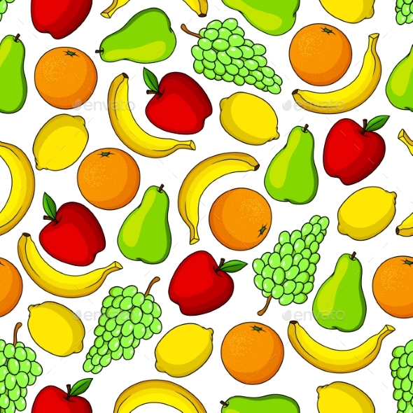 Tropical and Garden Fruits Seamless Pattern