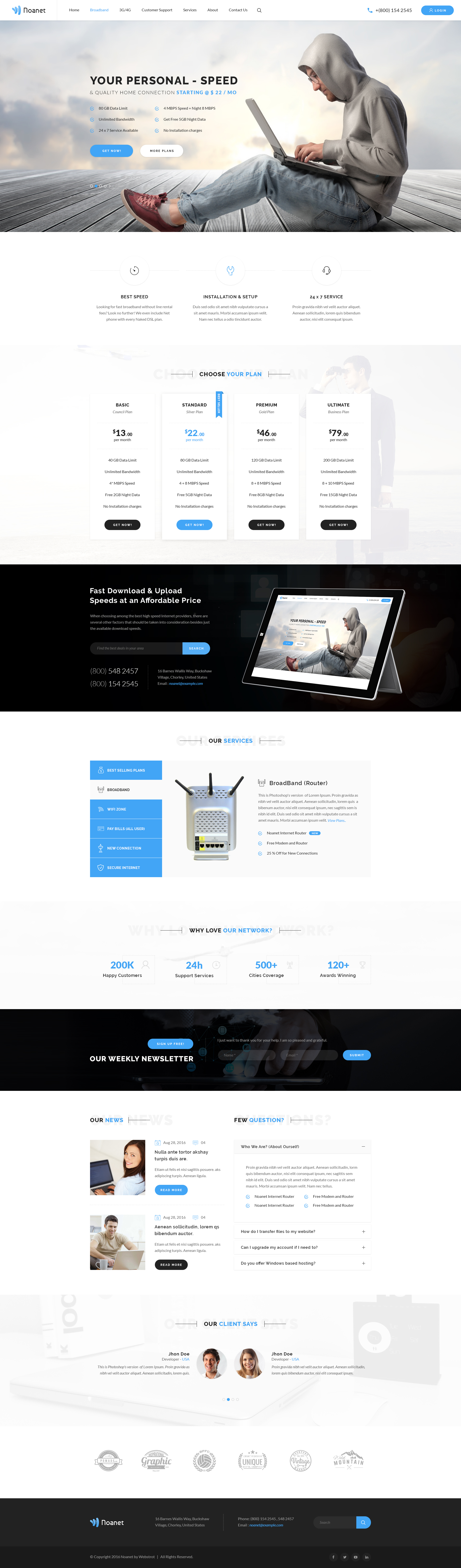 Noanet | Internet Provider and Digital Network PSD Template