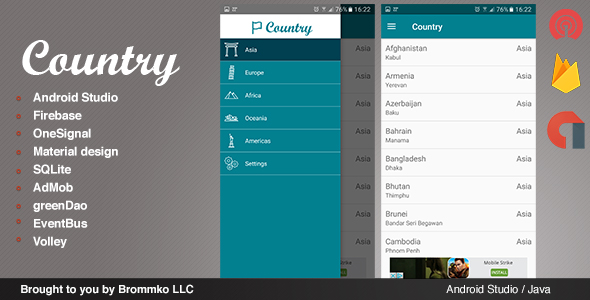 Country - Full Android template app