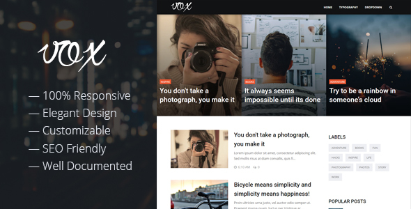 Vox - Responsive Magazine & Blog Blogger Template
