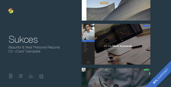 Sukces - Neat Personal Resume CV vCard Template by suelo