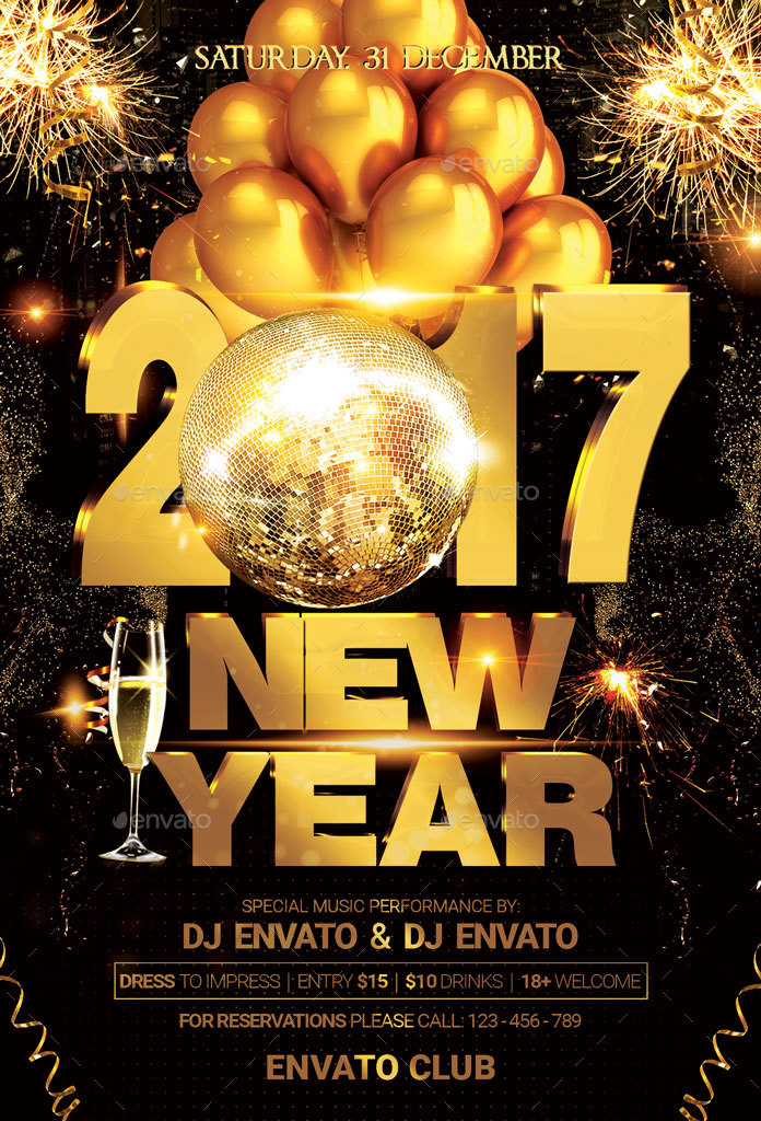 New Year Party Flyer by oloreon | GraphicRiver