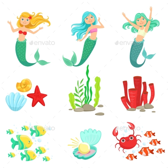 Mermaids and Underwater Nature Stickers