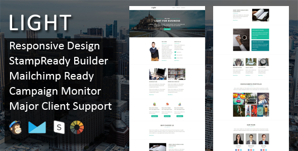 LIGHT - Multipurpose Responsive Email Template + Stampready Online Builder Access