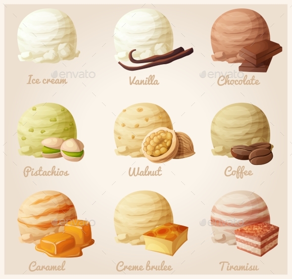 Set of Cartoon Ice Cream Icons