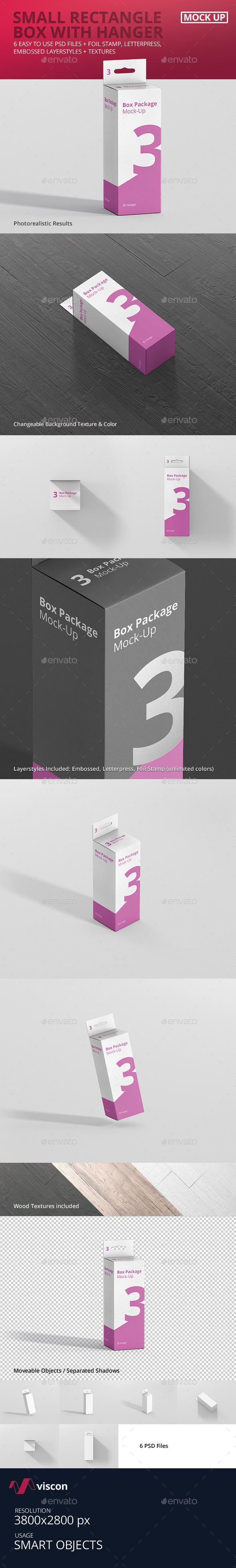 Package Box Mock-Up - Small Rectangle with Hanger