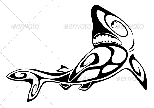 Black shark tattoo - Tattoos Vectors