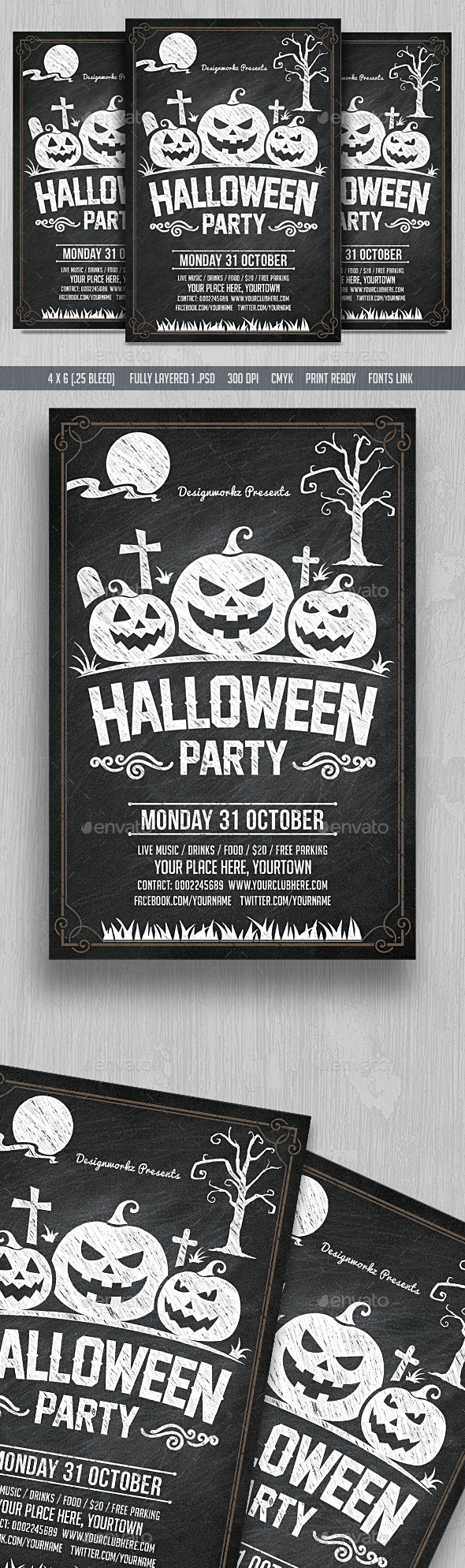 Halloween Party Chalk Flyer