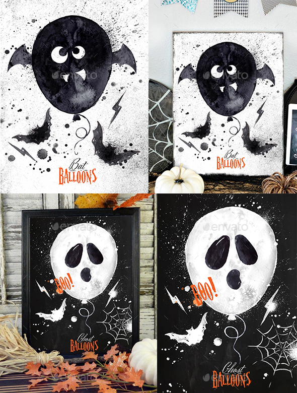 Poster Halloween Bat Balloons