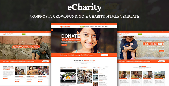 eCharity - Nonprofit, Crowdfunding & Charity HTML5 Template