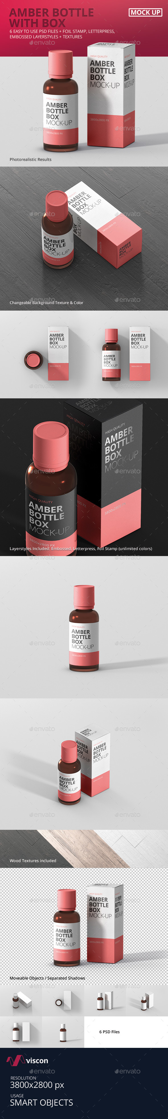 Amber Bottle Box Mockup
