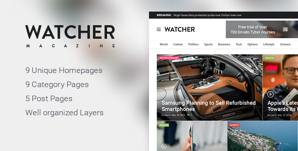 Watcher - News Magazine HTML Template
