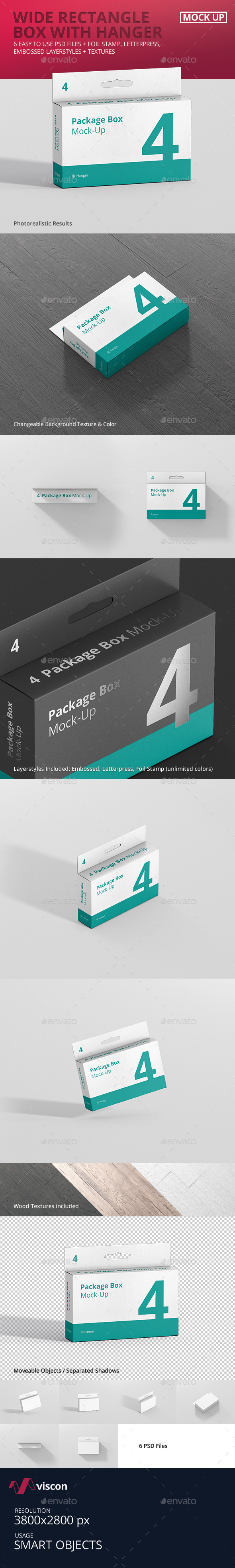 Package Box Mock-Up - Wide Rectangle with Hanger