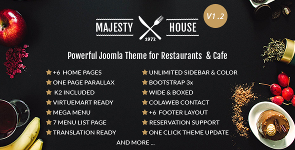 Majesty Multi-Cuisine Restaurants Joomla Template