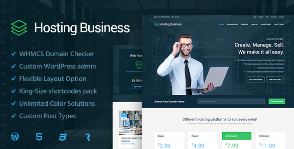Hosting Business - Technology, Software & Hosting WordPress Theme
