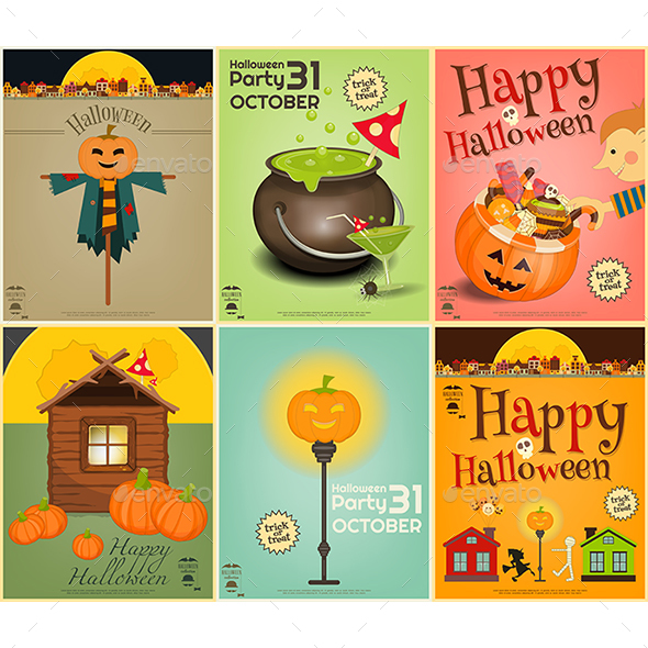 Halloween Posters Set