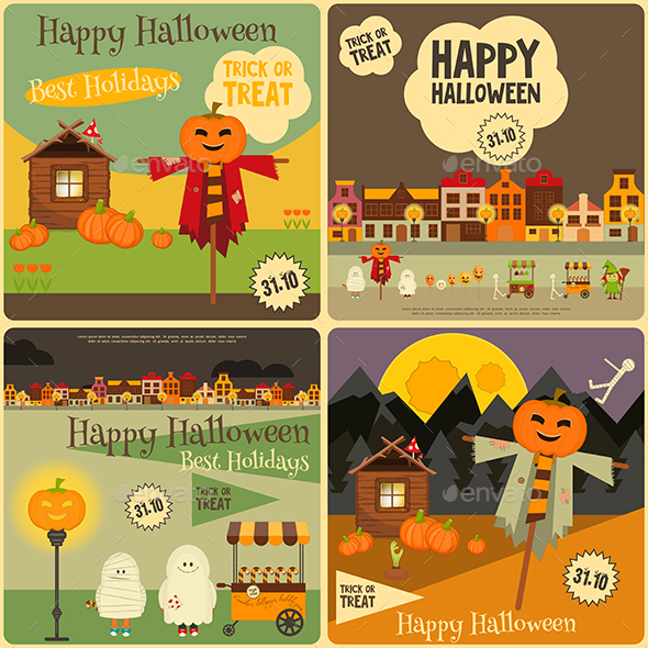 Halloween Posters Set