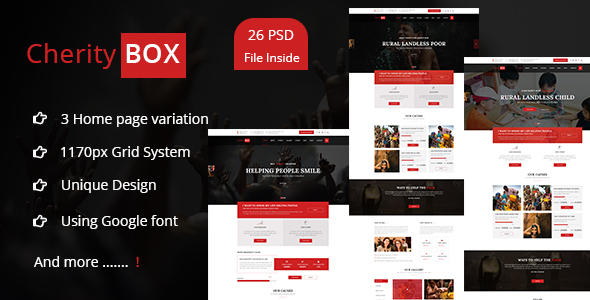 CherityBOX- Charity / Nonprofit PSD Template