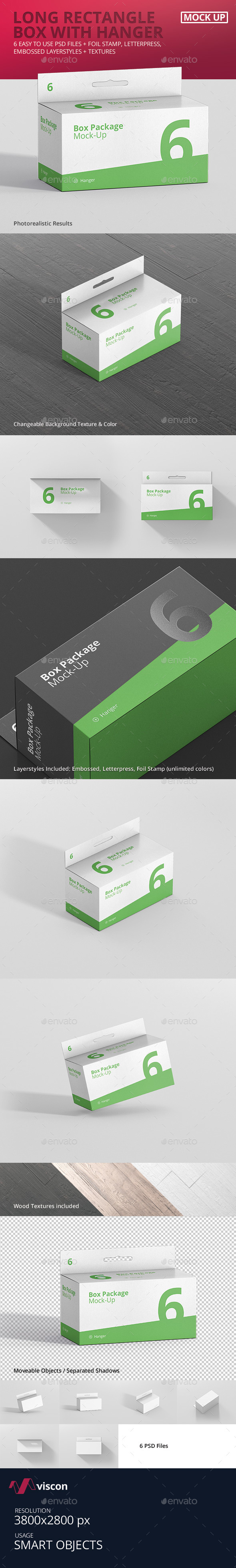 Package Box Mock-Up - Long Rectangle with Hanger