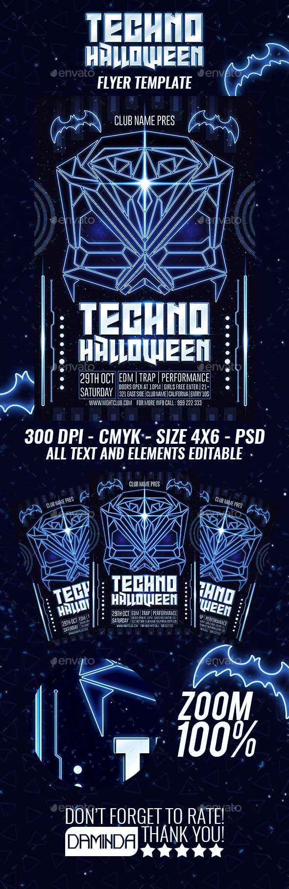 Techno Halloween Flyer Template