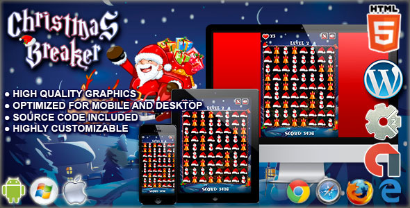 Christmas Breaker - HTML5 Construct Match 3 Game