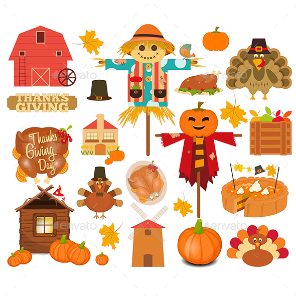 Thanksgiving Set of Turkey Day Objects